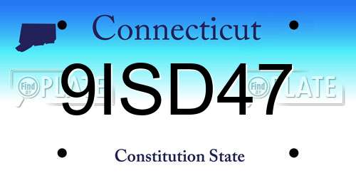 9ISD47 Connecticut License Plate