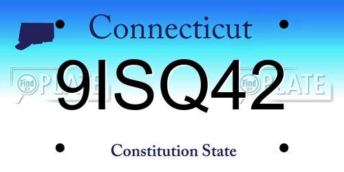 9ISQ42 Connecticut License Plate