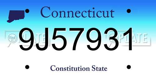 9J57931 Connecticut License Plate