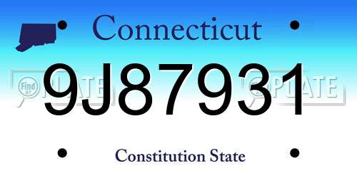 9J87931 Connecticut License Plate