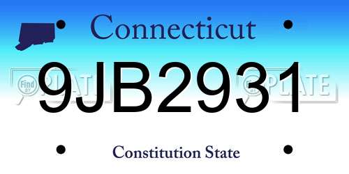 9JB2931 Connecticut License Plate