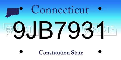 9JB7931 Connecticut License Plate