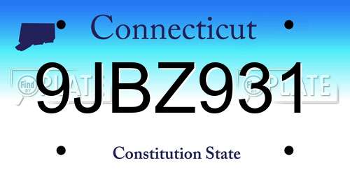 9JBZ931 Connecticut License Plate