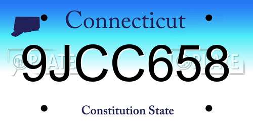 9JCC658 Connecticut License Plate