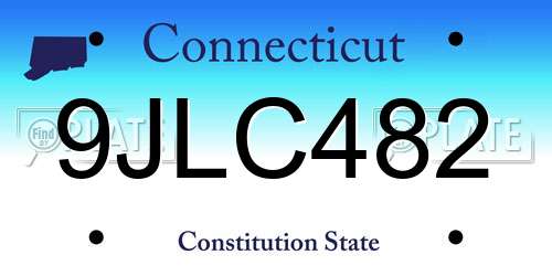 9JLC482 Connecticut License Plate