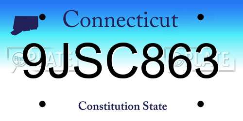 9JSC863 Connecticut License Plate
