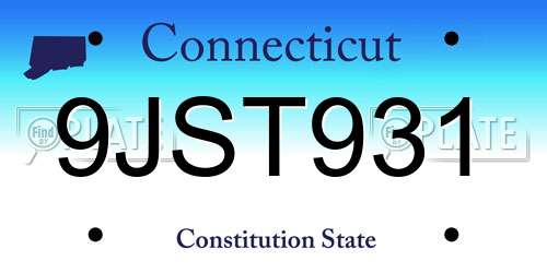 9JST931 Connecticut License Plate