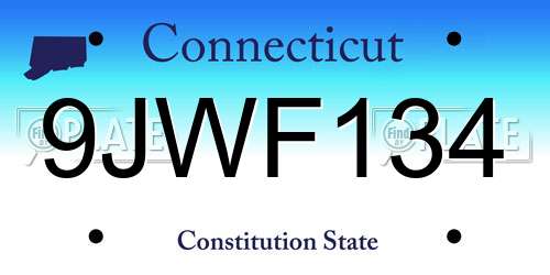 9JWF134 Connecticut License Plate