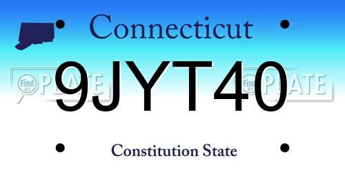 9JYT40 Connecticut License Plate