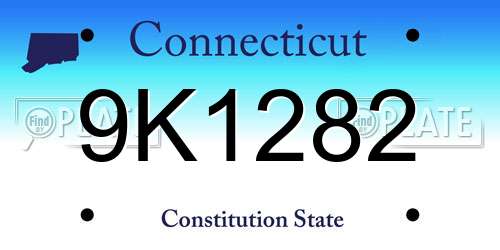 9K1282 Connecticut License Plate