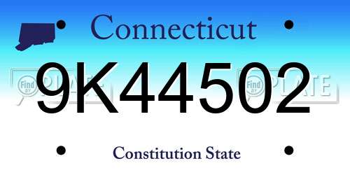 9K44502 Connecticut License Plate