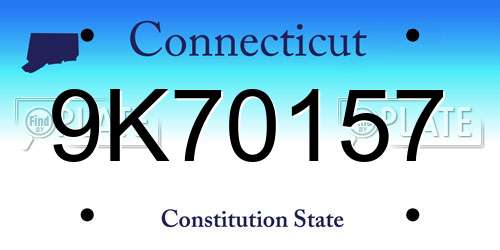 9K70157 Connecticut License Plate