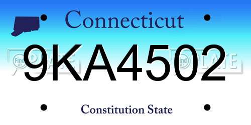 9KA4502 Connecticut License Plate