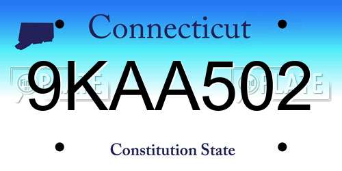 9KAA502 Connecticut License Plate