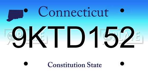 9KTD152 Connecticut License Plate