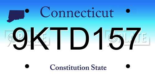 9KTD157 Connecticut License Plate