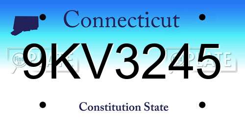9KV3245 Connecticut License Plate