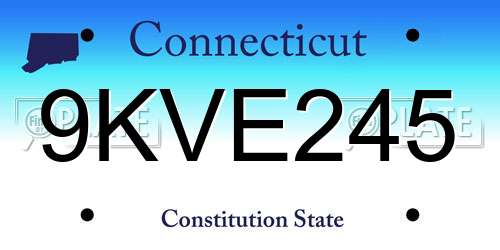 9KVE245 Connecticut License Plate