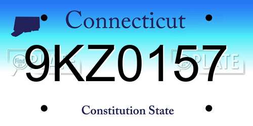 9KZ0157 Connecticut License Plate