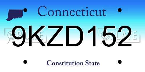 9KZD152 Connecticut License Plate
