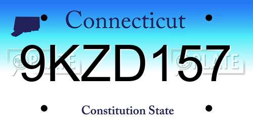 9KZD157 Connecticut License Plate