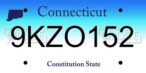 9KZO152 Connecticut License Plate