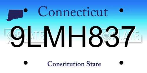 9LMH837 Connecticut License Plate