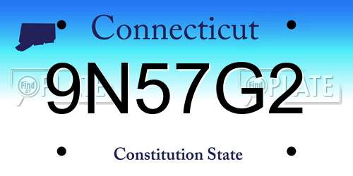 9N57G2 Connecticut License Plate