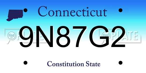 9N87G2 Connecticut License Plate