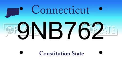 9NB762 Connecticut License Plate