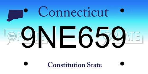 9NE659 Connecticut License Plate