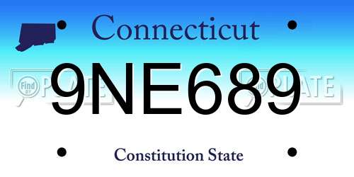 9NE689 Connecticut License Plate