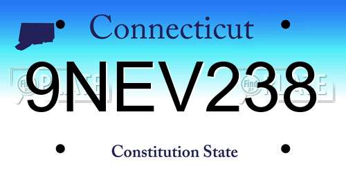 9NEV238 Connecticut License Plate