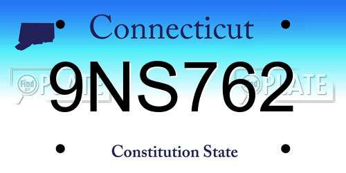 9NS762 Connecticut License Plate