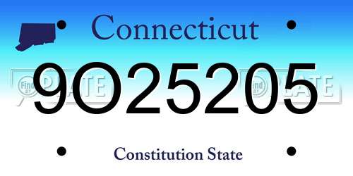 9O25205 Connecticut License Plate