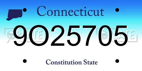 9O25705 Connecticut License Plate