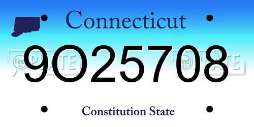 9O25708 Connecticut License Plate