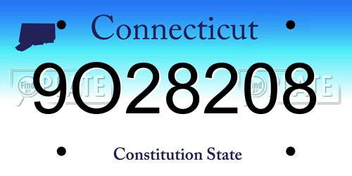 9O28208 Connecticut License Plate