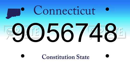 9O56748 Connecticut License Plate