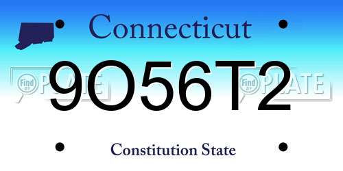 9O56T2 Connecticut License Plate