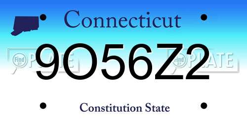 9O56Z2 Connecticut License Plate