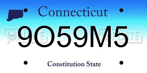 9O59M5 Connecticut License Plate