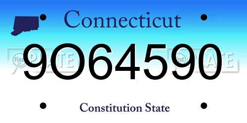 9O64590 Connecticut License Plate