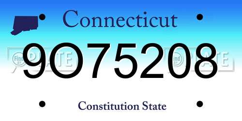 9O75208 Connecticut License Plate