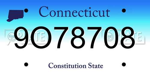 9O78708 Connecticut License Plate