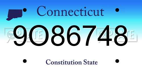 9O86748 Connecticut License Plate
