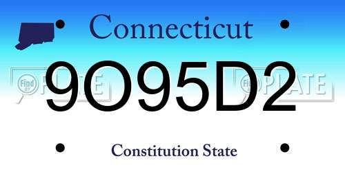 9O95D2 Connecticut License Plate