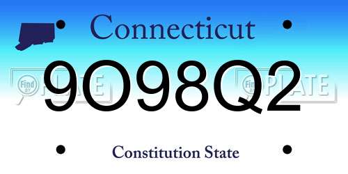 9O98Q2 Connecticut License Plate