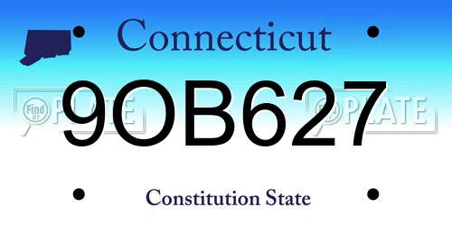 9OB627 Connecticut License Plate