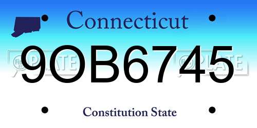 9OB6745 Connecticut License Plate